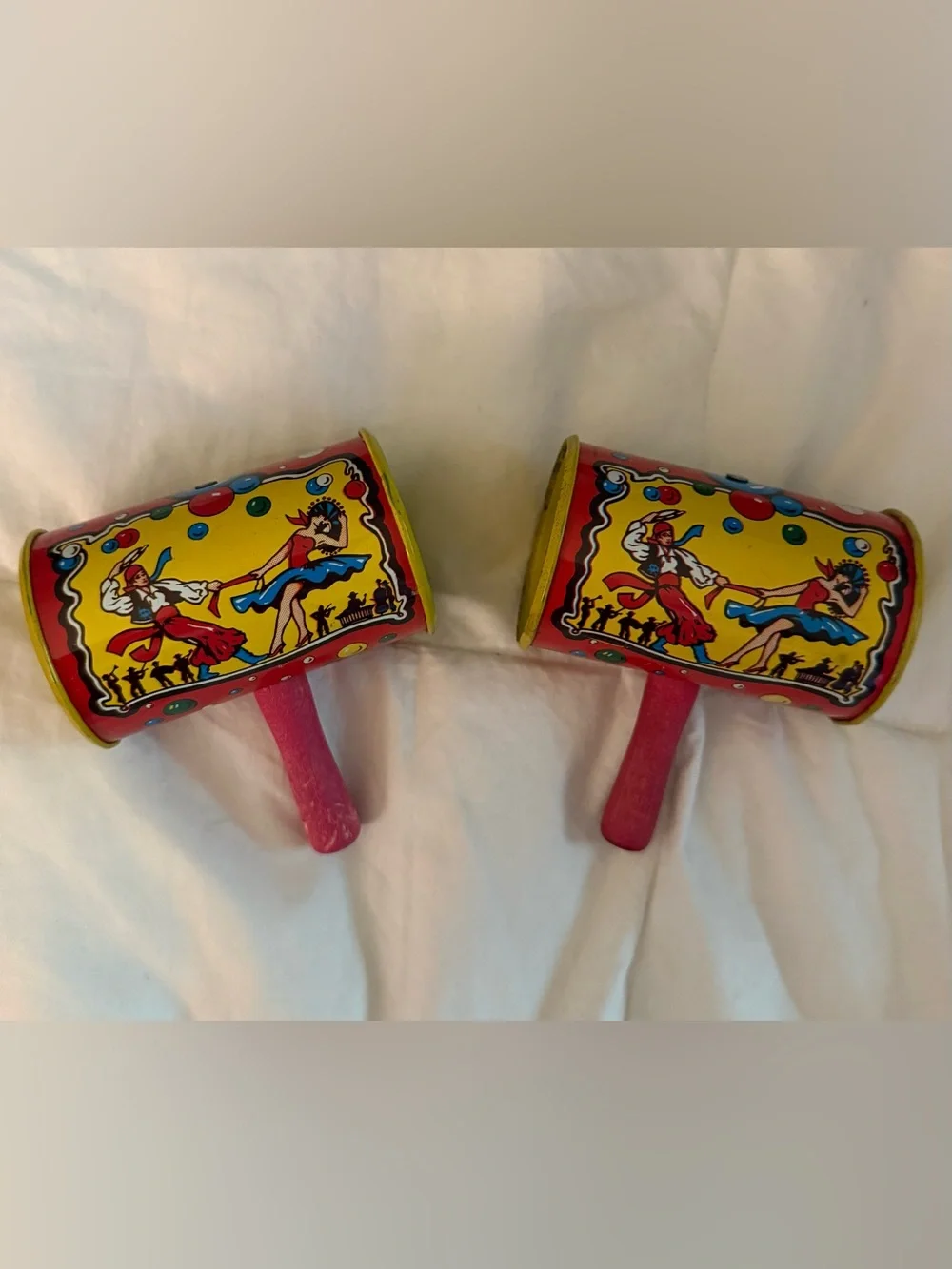 2 Vintage Kirchhoff Metal Noisemaker ballerina clown pirate flamenco dancer - Picture 2 of 6